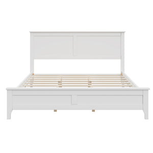 English Elm Modern Solid Wood Full Platform Bed with Slatted Headboard, Pine/MDF Frame, 550LB Capacity, No Box Spring Needed White 83.5 L x 16.5 W x 5 H N701P301000K