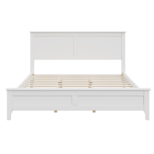 English Elm Modern Solid Wood Full Platform Bed with Slatted Headboard, Pine/MDF Frame, 550LB Capacity, No Box Spring Needed White 83.5 L x 16.5 W x 5 H N701P301000K