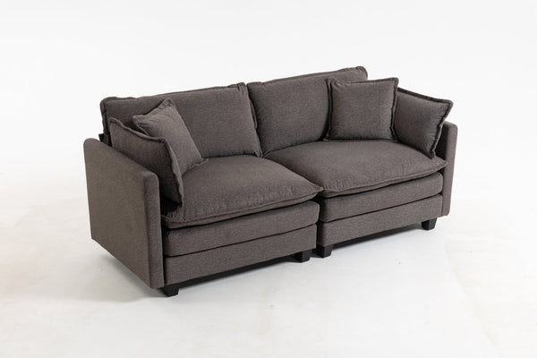 English Elm Modern Chenille Sectional Sofa with Chaise Lounge Solid Wood Frame Living Room Seating Antique Grey W2530P463107