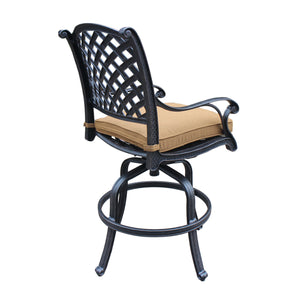 English Elm Cast Aluminum Counter Stool Set Of 2 With Swivel Seats, Weather-Resistant Cushions & Lattice Design B010P278345