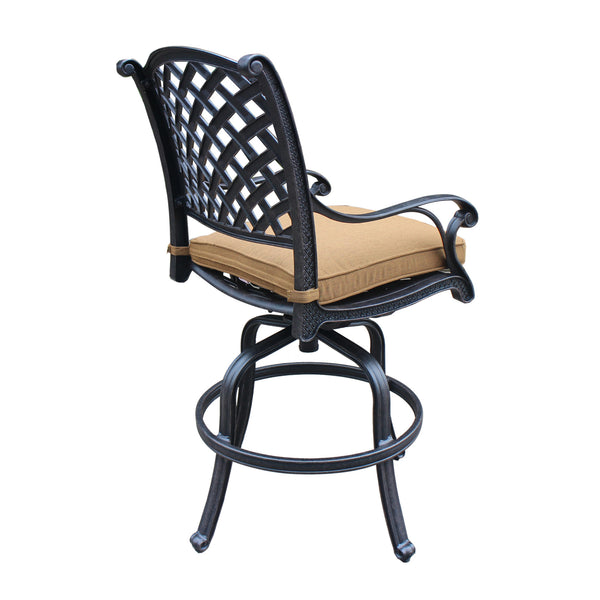 English Elm Cast Aluminum Counter Stool Set Of 2 With Swivel Seats, Weather-Resistant Cushions & Lattice Design B010P278345
