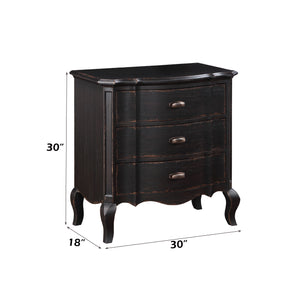 English Elm Chelmsford Antique Black Nightstand with 3 Drawers, Dovetail Joints, Felt-Lined Top & Cabriole Legs B2726P256324