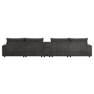 English Elm [video]141.5*64'' Corduroy U-shaped Sectional with Bluetooth Speakers and Ottoman N723S0756E