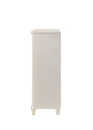English Elm Laveda Five Drawer Pearl White Lacquer Chest with Acrylic Pulls for Bedroom Storage B2756P506268