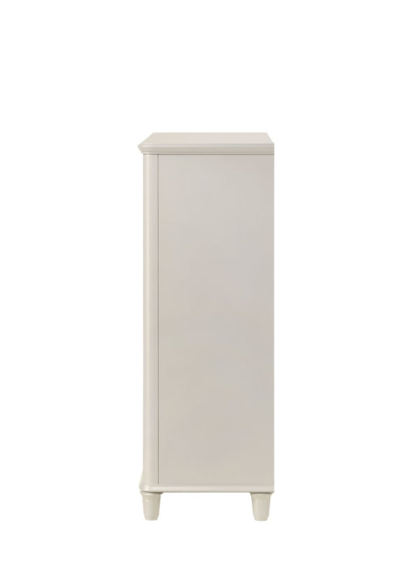 English Elm Laveda Five Drawer Pearl White Lacquer Chest with Acrylic Pulls for Bedroom Storage B2756P506268