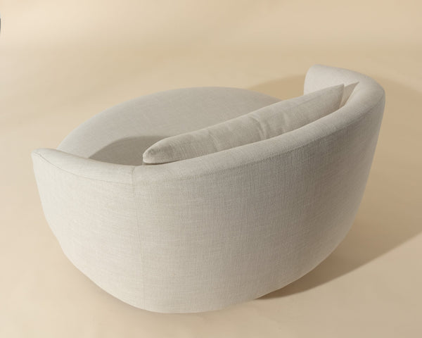 Sunpan Walsh Swivel Lounge Chair - Contemporary Curves in Effie Linen & Smoke with Stylish Black Base