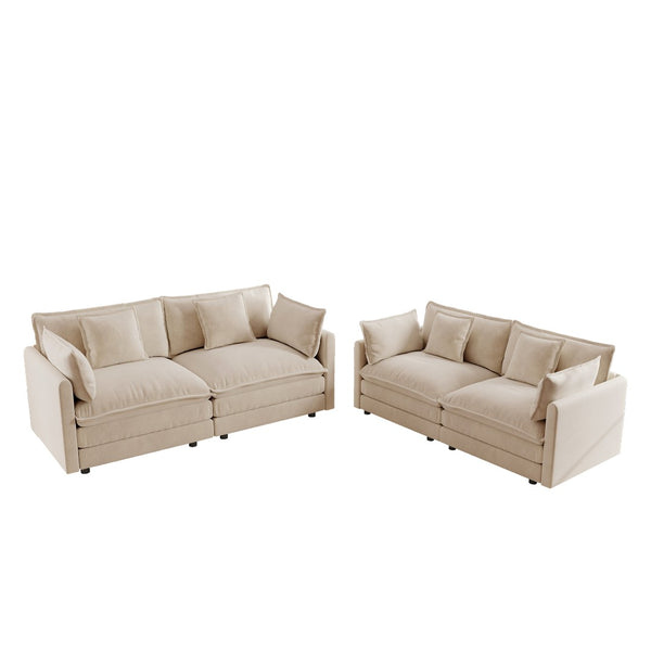 English Elm 2 Piece Chenille Sofa Set Modular Living Room Couch with High Density Foam Seating W714S00897