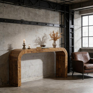 English Elm Coffee Console Table Industrial Metal Frame Vintage Wood Grain 2 Tier Entryway Sofa T3971P447513