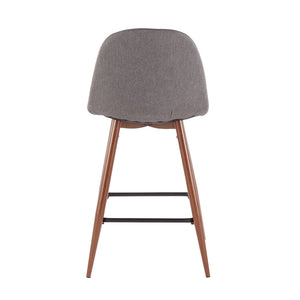 English Elm Pebble Mid-Century Counter Stool Set of 2 in Charcoal Fabric with Walnut Metal Legs — Stylish Comfort B202P222420