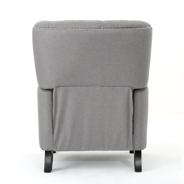 English Elm Christopher Knight Home® - Modern Light Grey Fabric Push Back Recliner with Rivet Accents, Ergonomic Support, Plush Cushioning for Living Room Comfort 61370.00LGRY