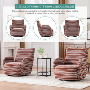 English Elm Modern Boucle 360° Swivel Leisure Chair with High‑Resilience Sponge, Supportive Curve, 550lb Capacity Red W395P355443