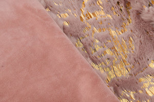 English Elm Luxury Chinchilla Faux Fur Pillow - Dusty Rose With Gold Accents, Elegant 21-Inch Decorative Cushion B030P233949