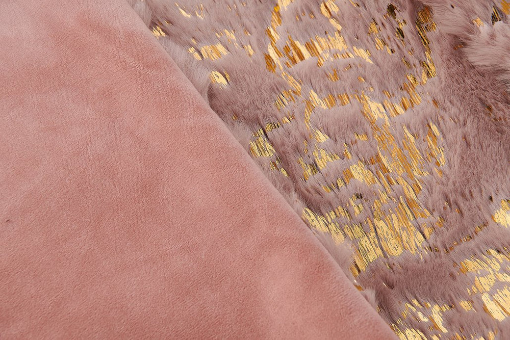 English Elm Luxury Faux Fur Pillow In Dust Pink With Gold Gilding - 22" X 22" Cozy Glam Accent For Home Decor B030P233952