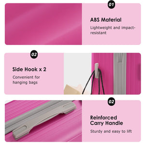English Elm Luggage 3 Piece Hardshell Abs Set with Spinner Wheels Tsa Lock Travel Ready Pink N730P304620P
