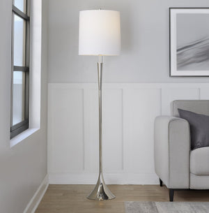 English Elm Metal Floor Lamp Pair Cast Iron Base Crystal Accents Linen Shade Living Room Decor B202P471648