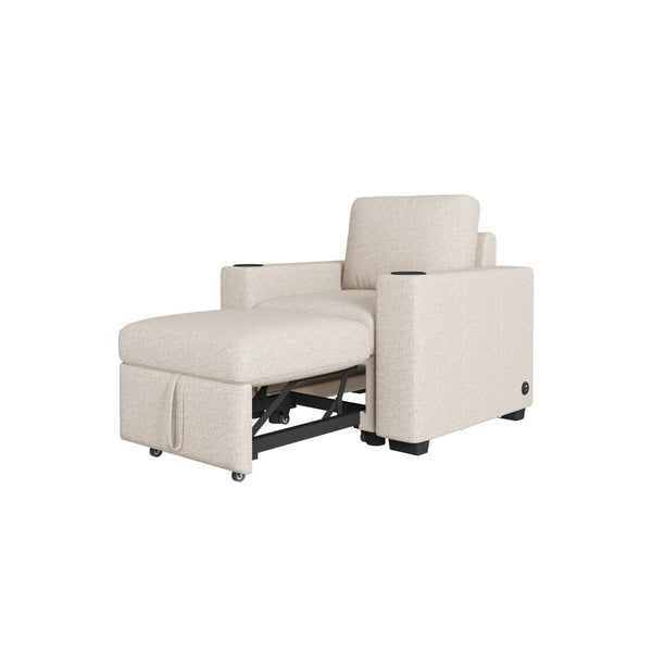 English Elm 101.2" Modular Chenille Sectional Sofa with Tufted Cushions and Deep Seating for Living Room Beige N719S001934A