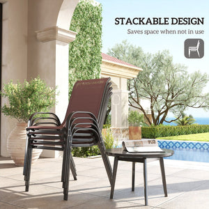 English Elm Outsunny Stackable Patio Dining Chair Set 4 Mesh Seat Steel Frame Backyard W2225P485581