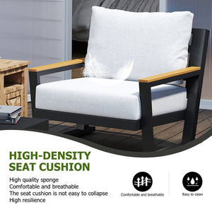 English Elm Aluminum 5-Seat Outdoor Sectional Sofa Set with Coffee Table, Waterproof Olefin Cushions, Grey Modern W2775S00013