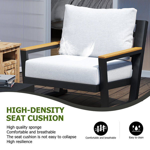 English Elm Aluminum 5-Seat Outdoor Sectional Sofa Set with Coffee Table, Waterproof Olefin Cushions, Grey Modern W2775S00013