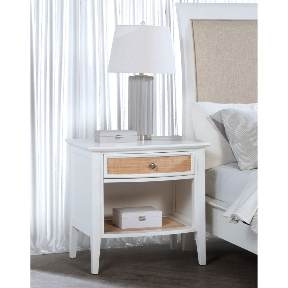 English Elm Talia Rattan Front Nightstand with Open Shelf White Coastal Bedroom Storage B062P440321