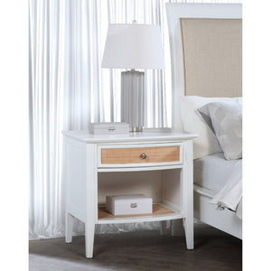 English Elm Talia Rattan Front Nightstand with Open Shelf White Coastal Bedroom Storage B062P440321