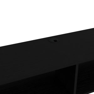 English Elm Yankton Sleek Floating TV Stand in Black with Cable Management, Two Open Shelves, Space-Saving Design B128P176173