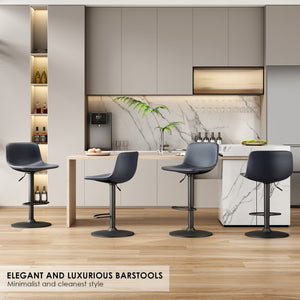 English Elm Adjustable Blue Mid Century Swivel Bar Stools Set of 2 — PU Leather Industrial Counter Chairs, 350 lb Capacity T3623P360855