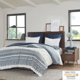 INK+IVY Mila Global Inspired 3 Piece Cotton Duvet Cover Set with Chenille Tufting II12-1064 Navy