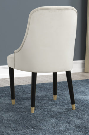 English Elm Contemporary Velvet Upholstered Rounded Back Dining Chairs with Gold Accent Legs Set of 2, Elegant Comfort Cream 30.12 L x 24.22 W x 22.25 H B011P290550