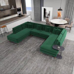 English Elm Brooke Velvet U-shaped Sectional Sofa with Block Legs for Spacious Living Rooms B183S00064