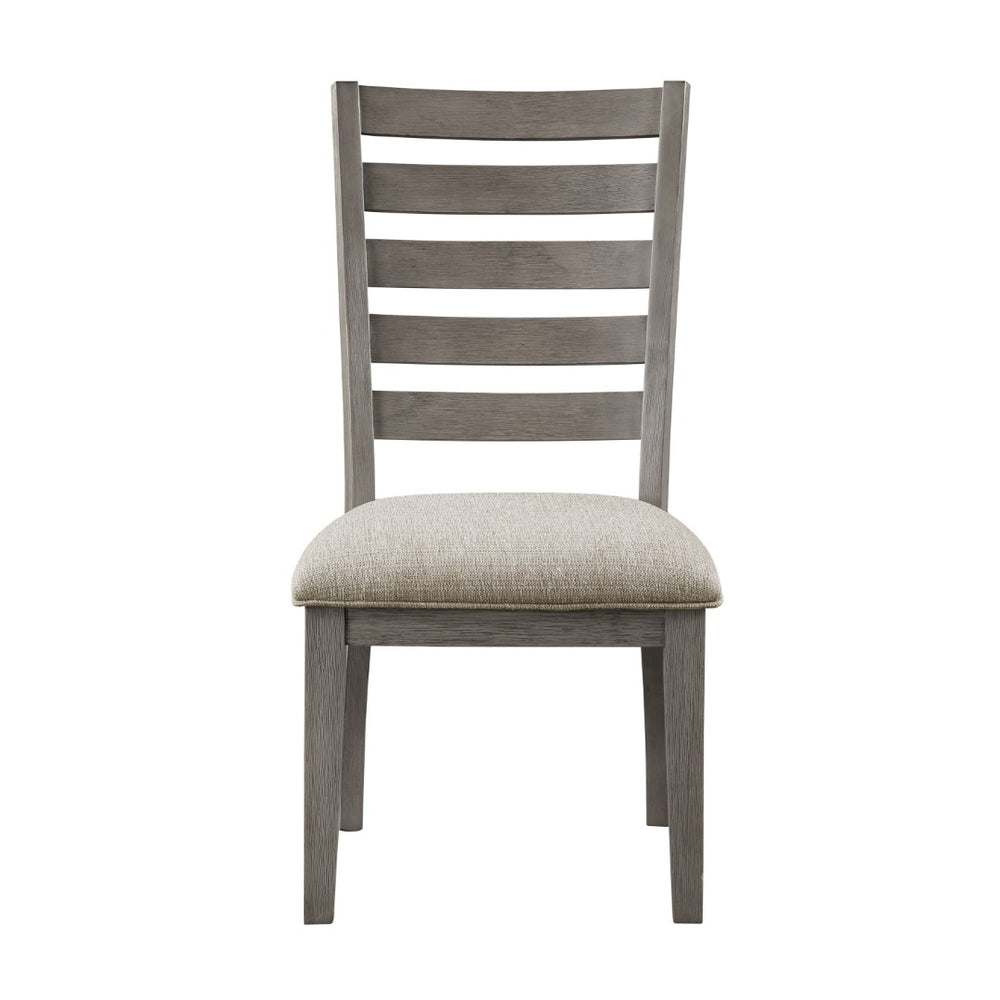 English Elm Trea Ladder Back Dining Chairs Set of 2 Gray Wood Frame with Cushioned Seat B056P412616