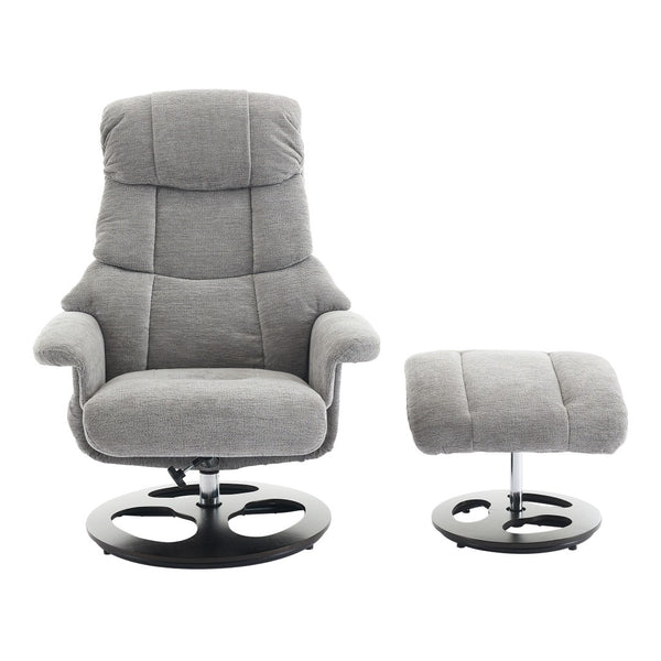 English Elm 069dr-ergonomic Swivel Recliner with Massage Heating Chenille Wingback Lounge Chair Grey W527S00010