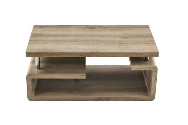 English Elm A Modern Two-tier Mdf Coffee Table with Open Shelf for Living Room Storage Wood W3875P396830
