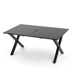 English Elm Outdoor Expandable Cast Aluminum Slatted Patio Dining Table with Rust Resistant Frame N768P372920B