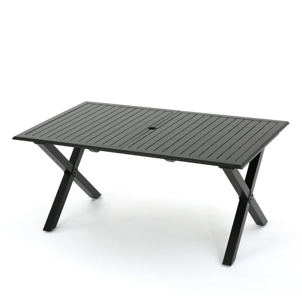 English Elm Outdoor Expandable Cast Aluminum Slatted Patio Dining Table with Rust Resistant Frame N768P372920B