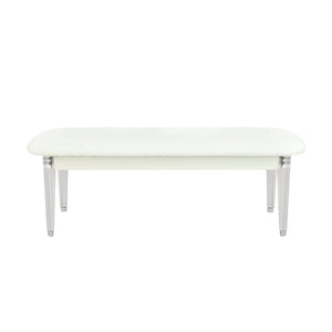 English Elm Nora Solid Wood Beige Bedroom Bench with Upholstered Seat, Tapered Legs & Contemporary Design B201P409550