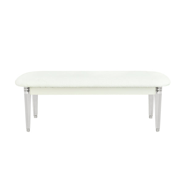 English Elm Nora Solid Wood Beige Bedroom Bench with Upholstered Seat, Tapered Legs & Contemporary Design B201P409550