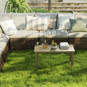 English Elm Outsunny Hdpe Slatted Rectangle Patio Coffee Table Weather Resistant Outdoor Brown W2225P485628
