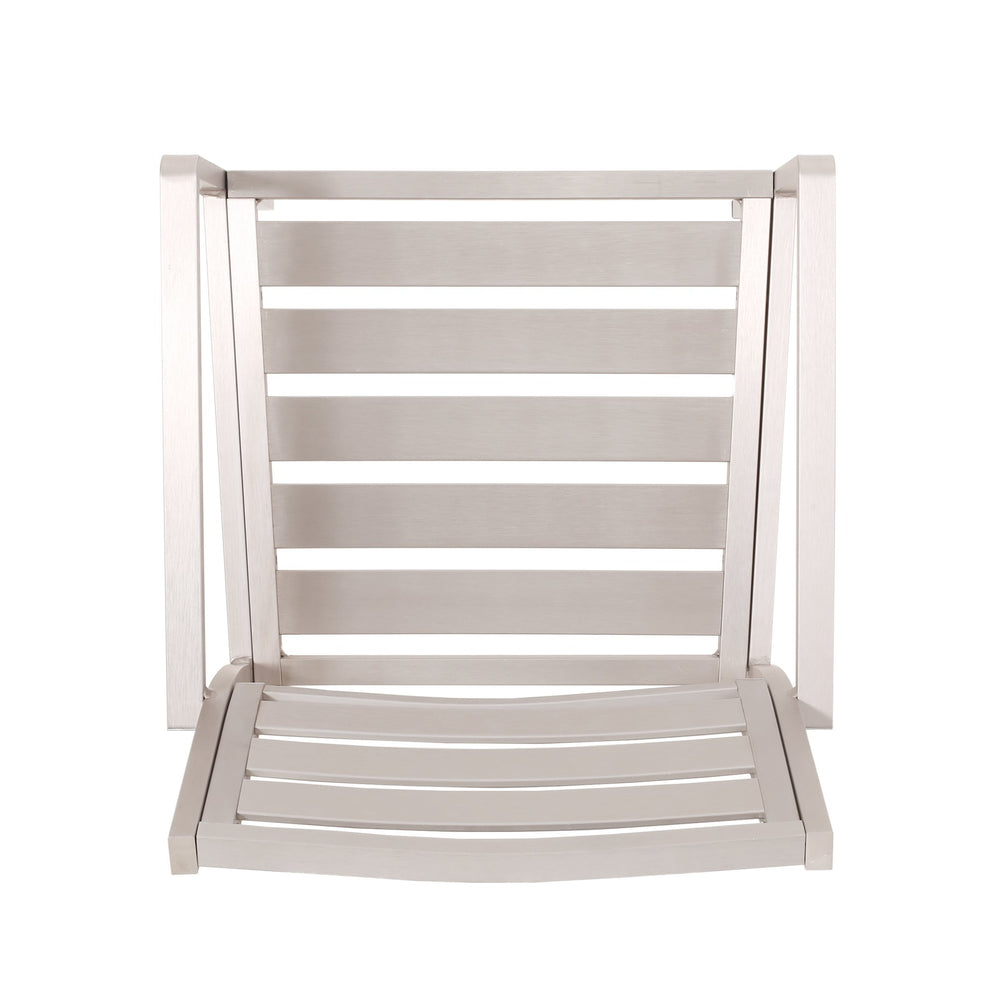 English Elm Christopher Knight Home® - Outdoor Modern Aluminum Dining Chair Set of 2 — Silver Outdoor Patio Seating, Sleek Slatted Comfort, Weather-Resistant Design 70340.00