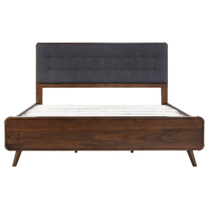 English Elm Carson Dark Walnut Eastern King Platform Bed - Mid-Century Modern Design With Plush Tufted Headboard B062S00693