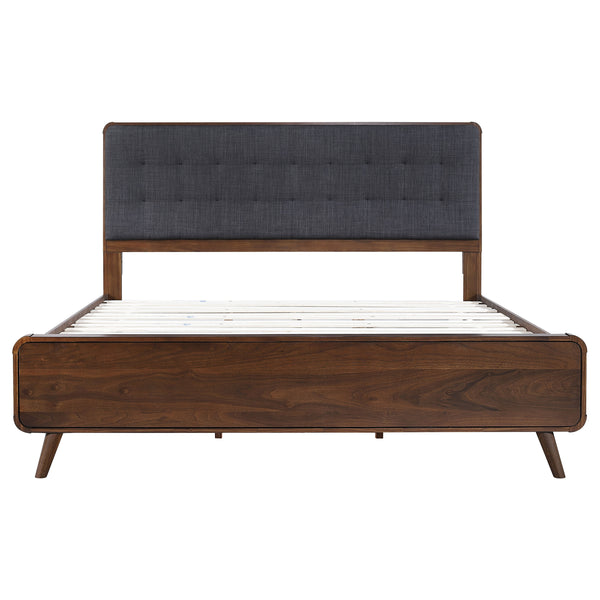 English Elm Carson Dark Walnut Eastern King Platform Bed - Mid-Century Modern Design With Plush Tufted Headboard B062S00693