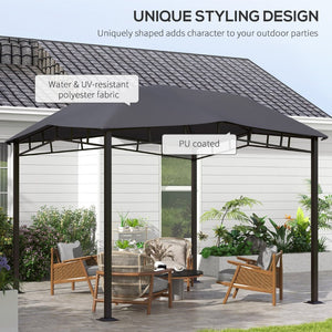English Elm Outsunny 10' X 10' Modern Soft Top Patio Gazebo With Geometric Canopy - Durable All-Weather Frame, Gray W2225P200939-GIGA