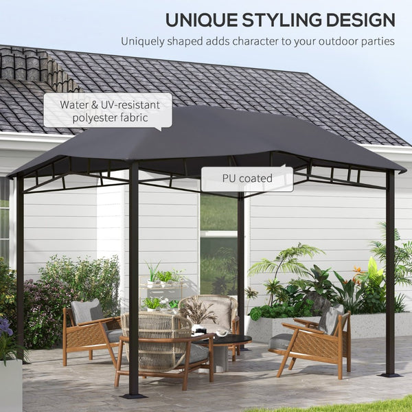 English Elm Outsunny 10' X 10' Modern Soft Top Patio Gazebo With Geometric Canopy - Durable All-Weather Frame, Gray W2225P200939-GIGA