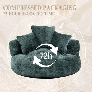 English Elm Lazy Sofa Oversized Ergonomic Bean Bag Lounger with High Wrap Back, Plush Chenille Foam Comfort for Living Room, Bedroom, Office Emerald W395P252054