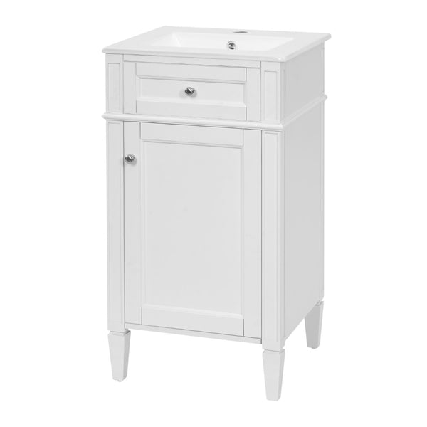 English Elm 18-inch French Style Freestanding Bathroom Vanity with Ceramic Sink Soft Close Storage White N710P411340K