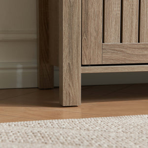 English Elm Shoe cabinet with slat vented doors, 4 shelves for 20 pairs, top display surface, Dark Taupe finish B107P283306