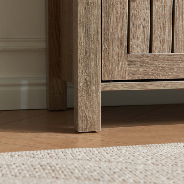 English Elm Shoe cabinet with slat vented doors, 4 shelves for 20 pairs, top display surface, Dark Taupe finish B107P283306