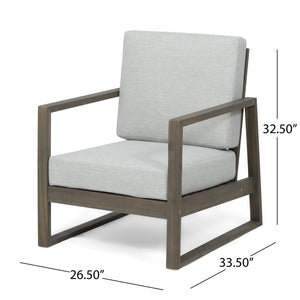 English Elm Christopher Knight Home® - BELGIAN Club Chair in Acacia Wood — Durable Outdoor Slat Design with Open Arms for Patio Comfort and Style Grey 37 L x 27 W x 16.75 H 65060.00GLGRY