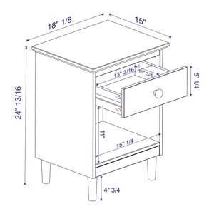 English Elm Walker Edison - Classic Solid Wood Nightstand with Drawer & Cubby in Caramel—Pine, Sustainable, Modern Storage B185P168900