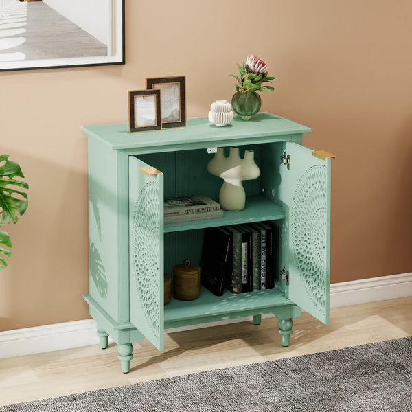 English Elm American Hollow Carved Ash Veneer Two Door Sideboard Cabinet for Living Room Storage W688P265010